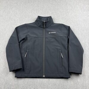Columbia Jacket Youth Kids 8 Small Black Softshell Fleece Lined Full Zip Outdoor